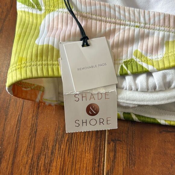 NWT Shade & Shore 32B Ribbed Hidden Underwire Floral Bandeau Bikini Swimsuit - Picture 8 of 9